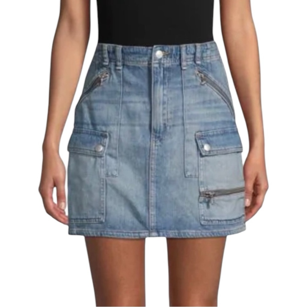 Free People Avenue Denim Mini Skirt in Icon Wash size 26 NWT Pockets